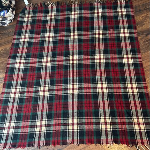 Woolmount Blanket Red Black Green Plaid Fringe Troy Mills Chase Wool Christmas - Picture 1 of 5
